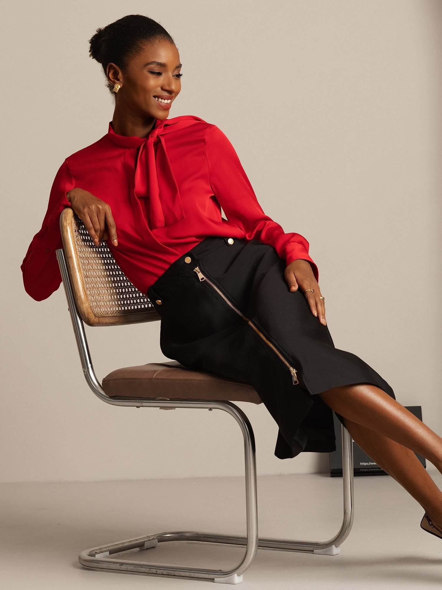 [Svart] SilkSilky-NO 32Momme Silk-Wool Blend Skirt 008,