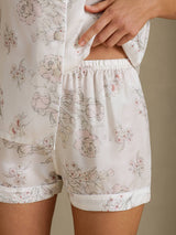 [Kremblomster] SilkSilky-NO Short Sleeve Notch Collar Pyjamas for Kvinner 005