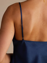 [Mørke blå] SilkSilky-NO Spaghetti Strap V Neck Camisole Topp 004