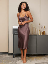 [Kaffe] SilkSilky-NO Spaghetti Strap V Neck Nattkjole 004