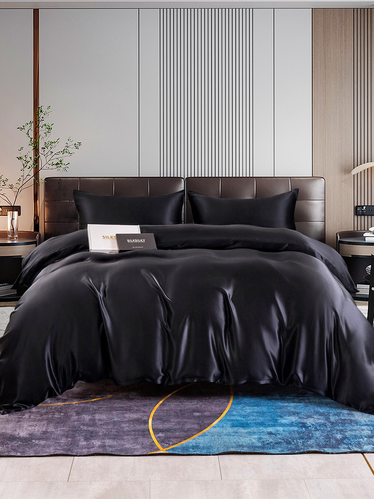 [Svart] SilkSilky-NO 22Momme Bedding Set 001