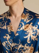 [Navy Drage] SilkSilky-NO Long Sleeve Mens Robe 006
