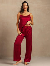 [Vin] SilkSilky-NO 19Momme Spaghetti Stropp Dyp Rund Halsutringning Camisole sett 005