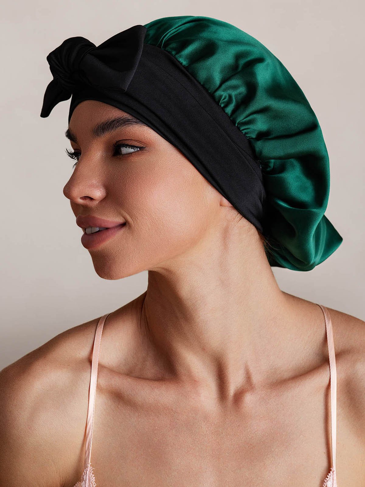 SilkSilky-NO Silke Sleep Cap MørkGrønn 002