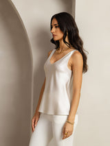 [Lysegrå] SilkSilky-NO Sleeveless V Neck Camisole Topp 002