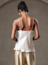 [Beige] SilkSilky-NO Spaghetti Strap V Neck Camisole Topp 002