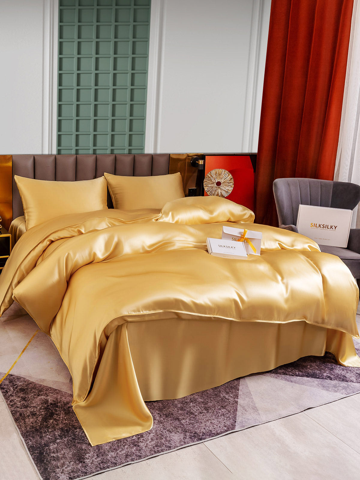 [Champagne] SilkSilky-NO 25Momme Bedding Set 001