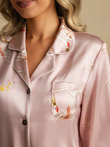 [Rosa] SilkSilky-NO Long Sleeve Lapel Collar Pyjamas for Kvinner 004