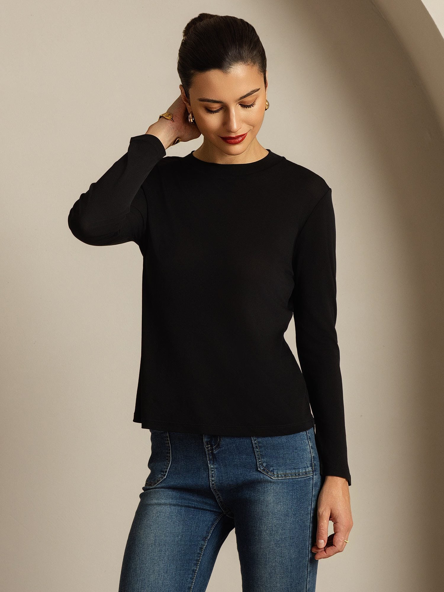 [Svart] SilkSilky-NO Silke Womens T-Shirt 006