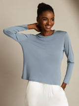 [Gråblå] SilkSilky-NO Silke Womens T-Shirt 001