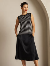 [Svart Stripe] SilkSilky-NO Pure Silk Camisoles 006