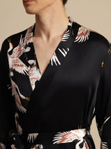 [Svart] SilkSilky-NO 19Momme Mens Robe 006