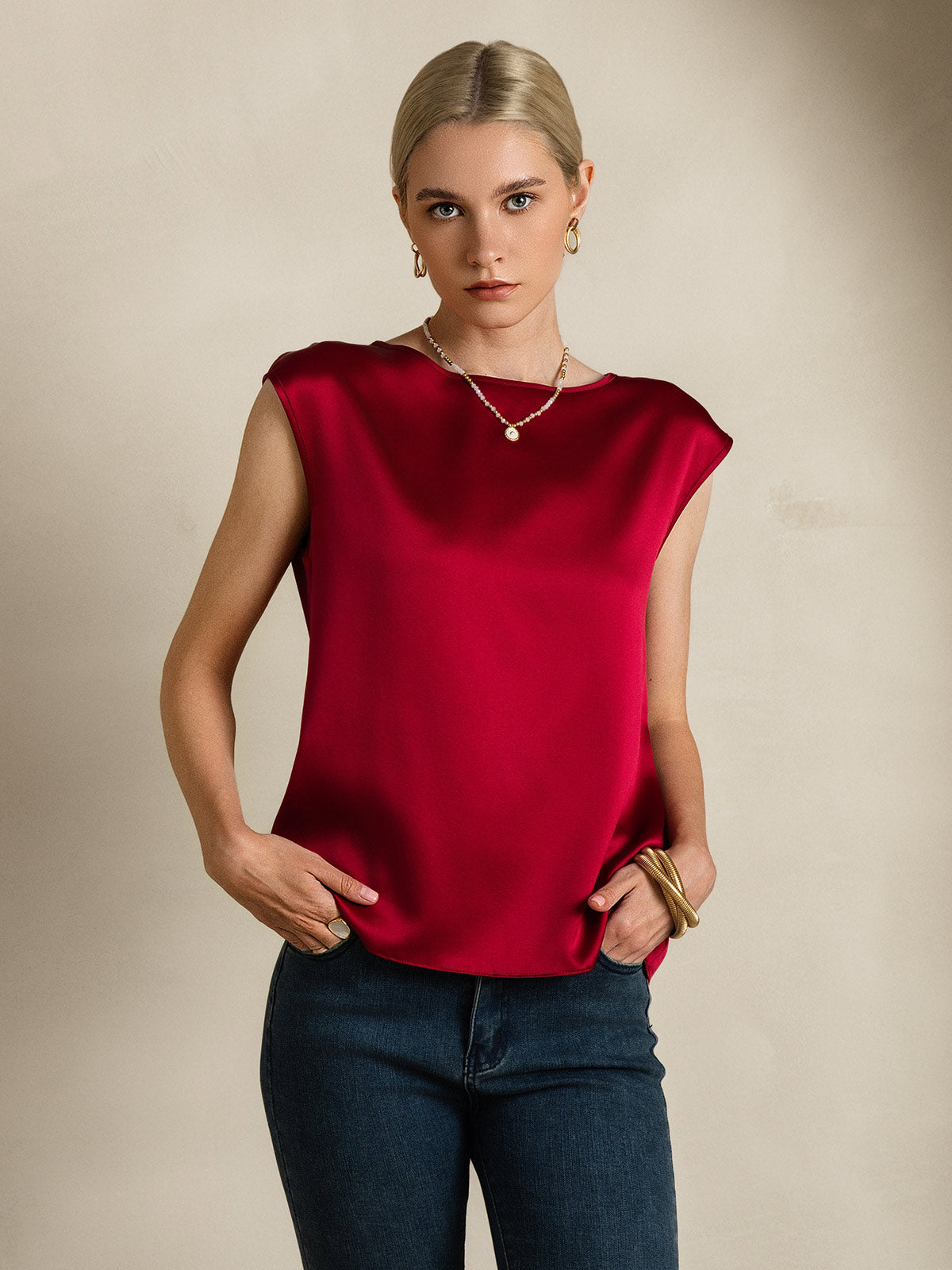 [Vin] SilkSilky-NO 19Momme Silke Womens T-Shirt 006