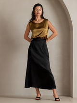 [Brun] SilkSilky-NO Sleeveless Round Neck Camisole Topp 006