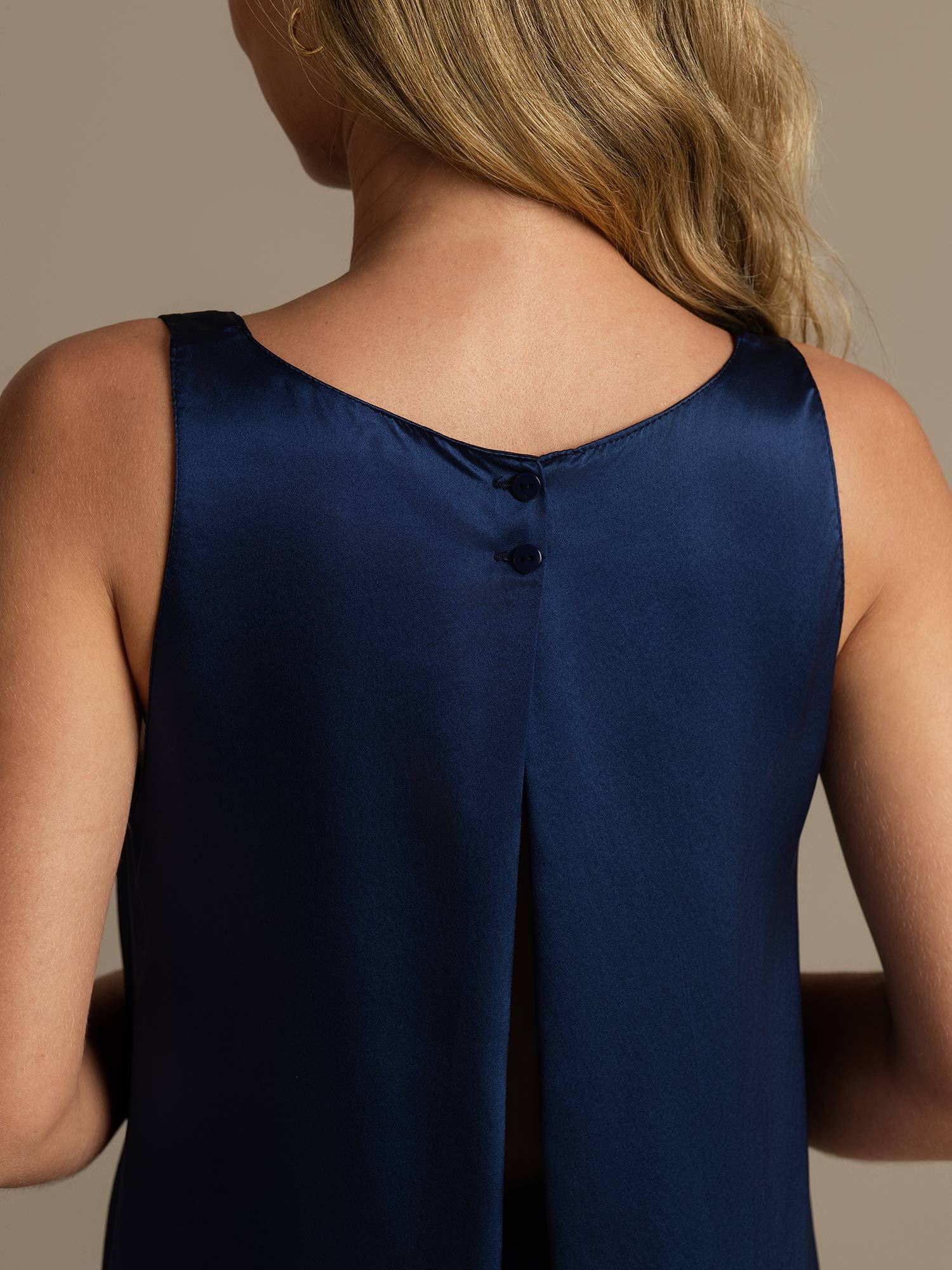 [Mørke blå] SilkSilky-NO Sleeveless Scoop Neck Pyjamas for Kvinner 005