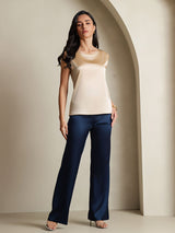 [Champagne] SilkSilky-NO Sleeveless Round Neck Camisole Topp 004