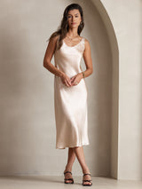 [Champagne] SilkSilky-NO Sleeveless Kjole 003