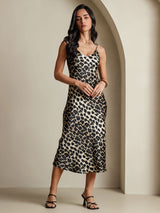 [Leopard] SilkSilky-NO Pure Silk Sleeveless Round Neck Nattkjole 003