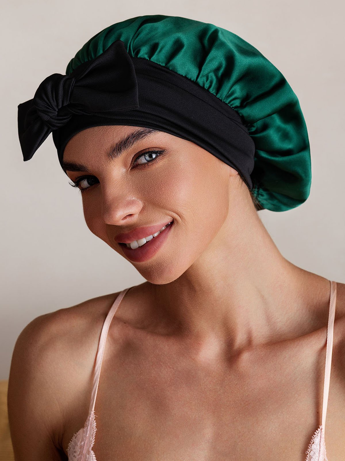 SilkSilky-NO Silke Sleep Cap MørkGrønn 006
