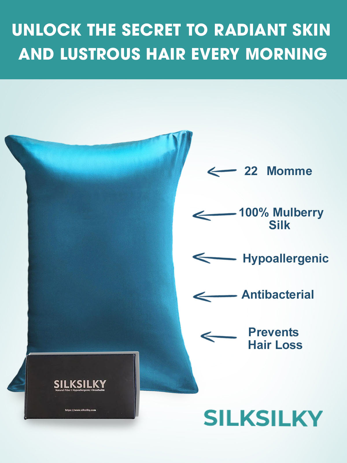 [Blågrønn] SilkSilky-NO 22Momme Pillowcase 002