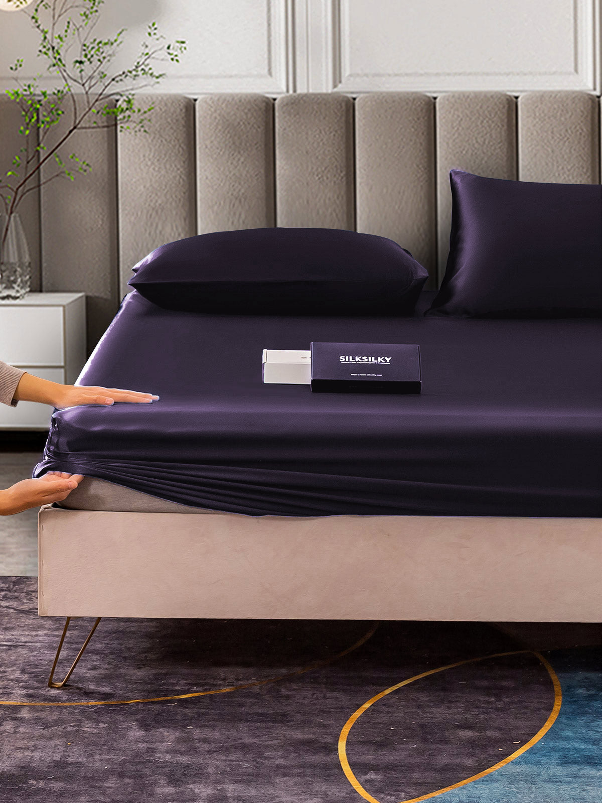[Mørklilla] SilkSilky-NO 25Momme Bedding Set 006