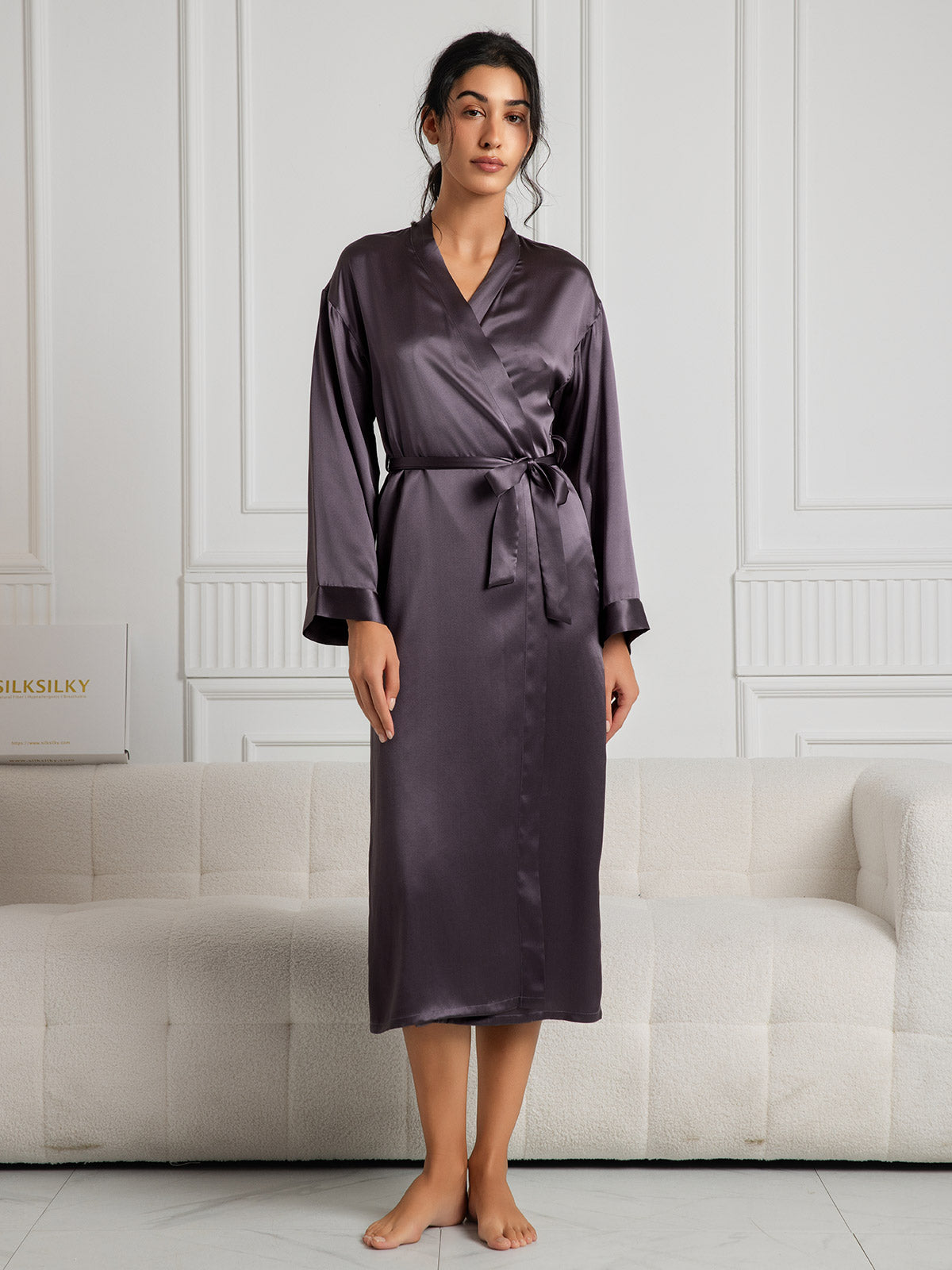 SilkSilky-NO Womens Robe LillaGrå 001