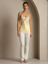 [Lys Gul] SilkSilky-NO Spaghetti Strap V Neck Camisole Topp 007