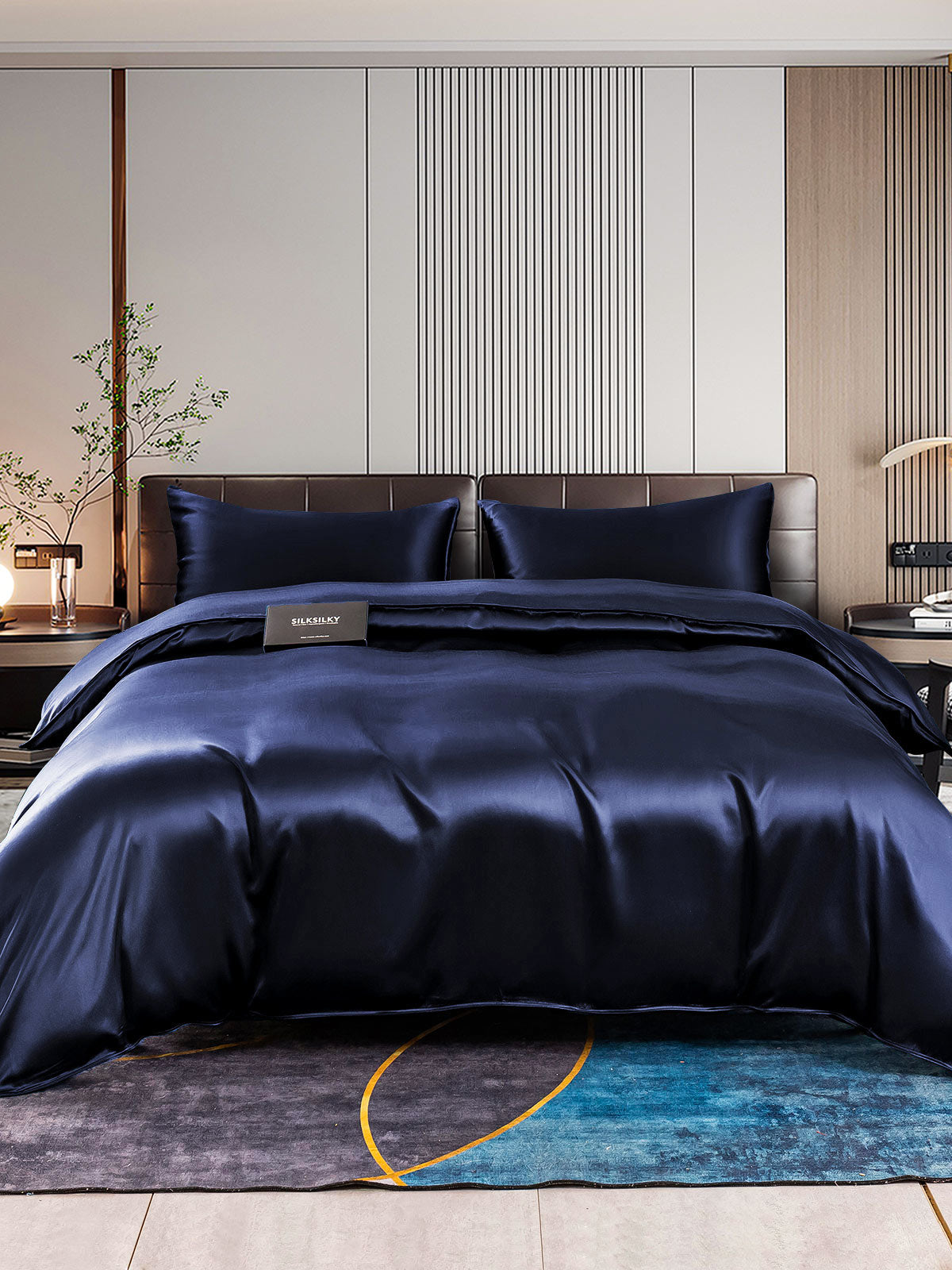 [Mørke blå] SilkSilky-NO 22Momme Bedding Set 001