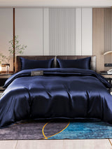 [Mørke blå] SilkSilky-NO 22Momme Bedding Set 001,
