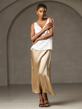 [Hvit] SilkSilky-NO Sleeveless V Neck Camisole Topp 006