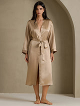 [Champagne] SilkSilky-NO Long Sleeve Morgenkåpe for Kvinner 001