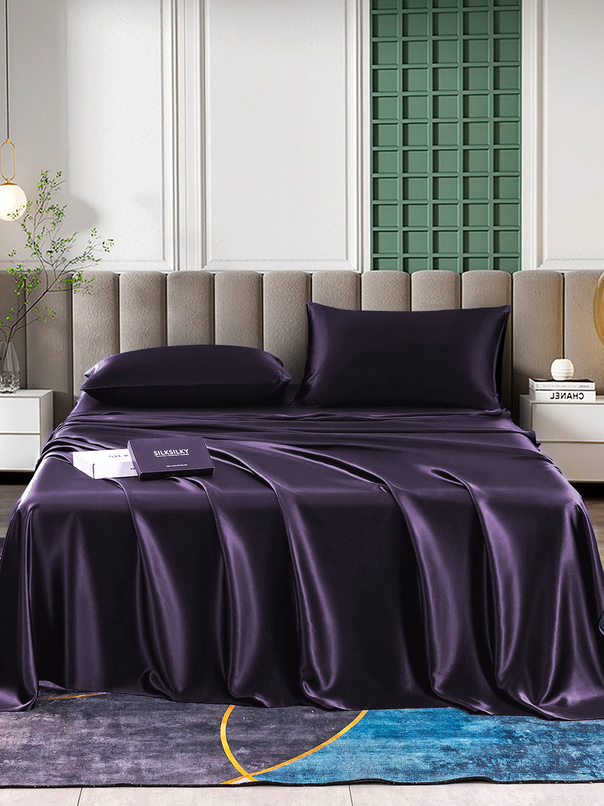 [Mørklilla] SilkSilky-NO 22Momme Bedding Set 001,