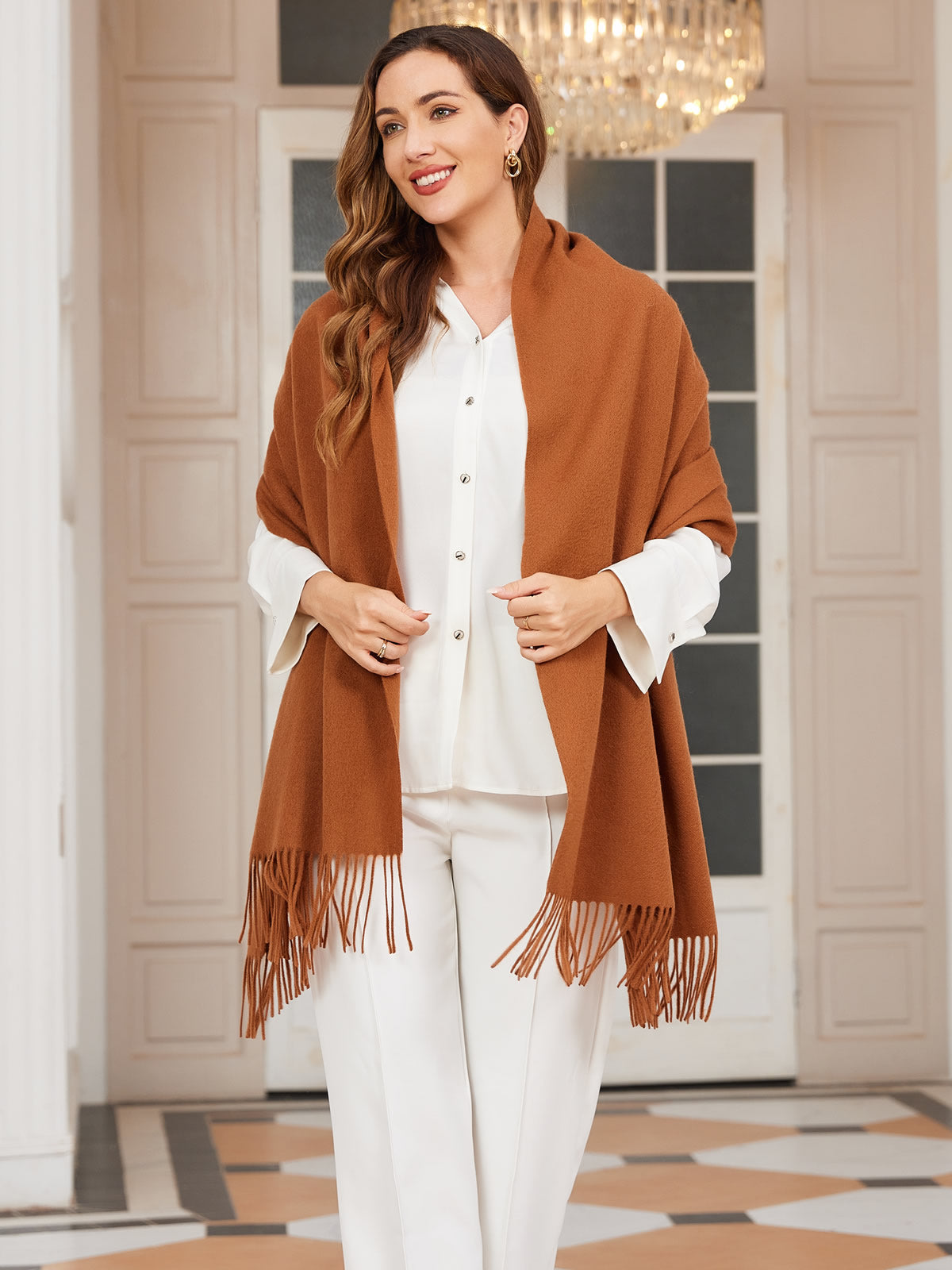 [Brun] SilkSilky-NO Ull Scarf 003