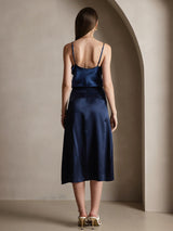[Mørke blå] SilkSilky-NO Spaghetti Strap V Neck Camisole Topp 002