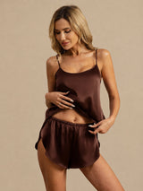 [Brun] SilkSilky-NO Spaghetti Strap Camisole sett 003