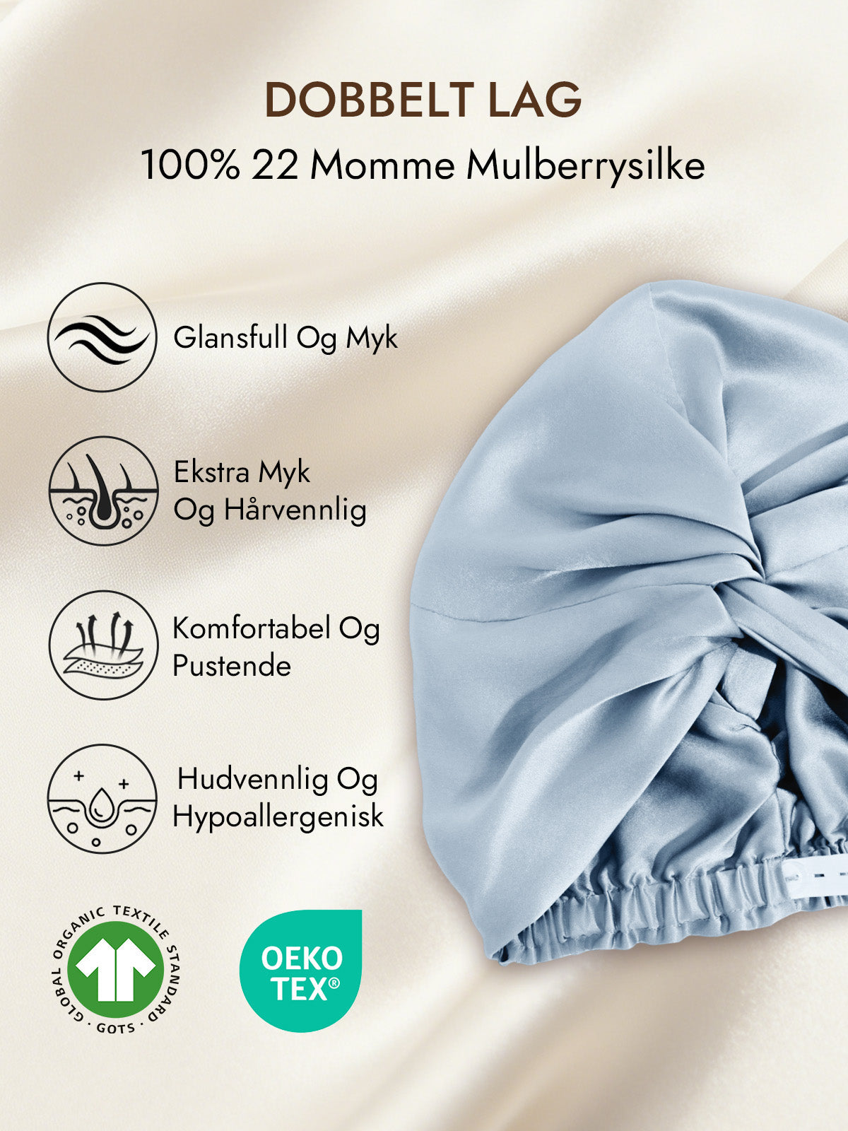 [Stål Blå] SilkSilky-NO 22Momme Sleep Cap 002