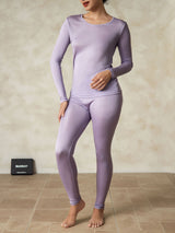 [Lilla] SilkSilky-NO Long Sleeve Round Neck Dame Langt Undertøy 004
