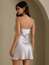 [Grå] SilkSilky-NO Spaghetti Strap V Neck Nattkjole 002