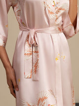[Rosa] SilkSilky-NO 19Momme 3/4 erme Morgenkåpe for Kvinner 004