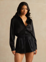 [Svart] SilkSilky-NO 19Momme Shorts for Kvinner 005