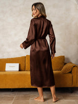 [Brun] SilkSilky-NO Long Sleeve Morgenkåpe for Kvinner 002