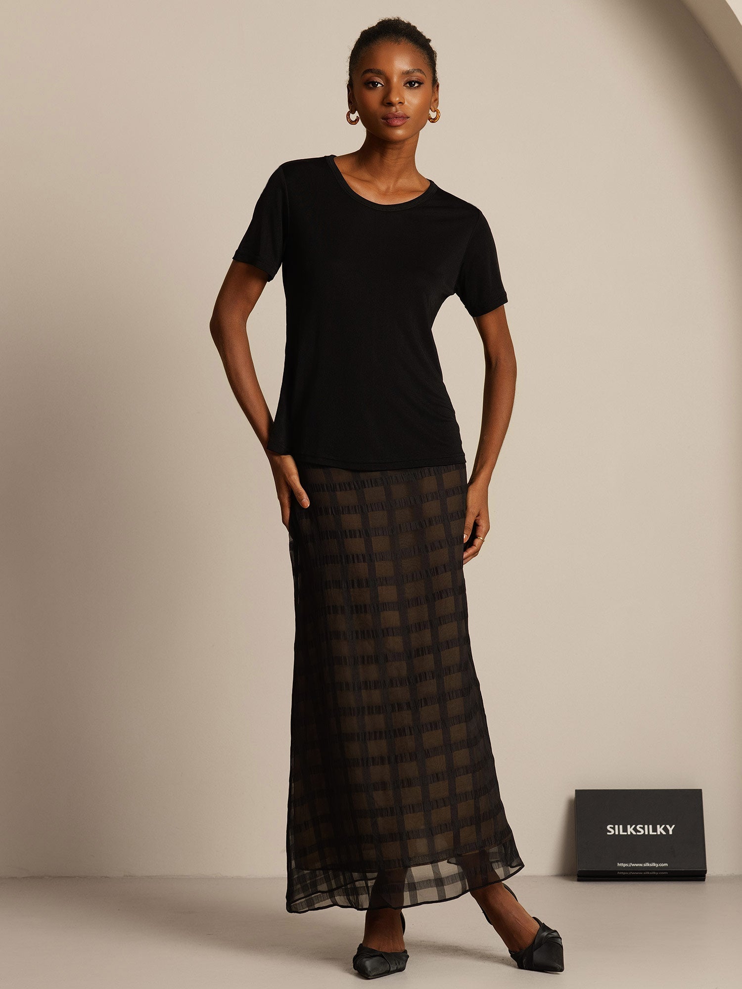 [Svart] SilkSilky-NO Womens T-Shirt 006