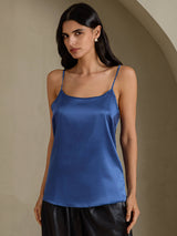 [Ekte Petrol] SilkSilky-NO Spaghetti Strap Camisole Topp 003