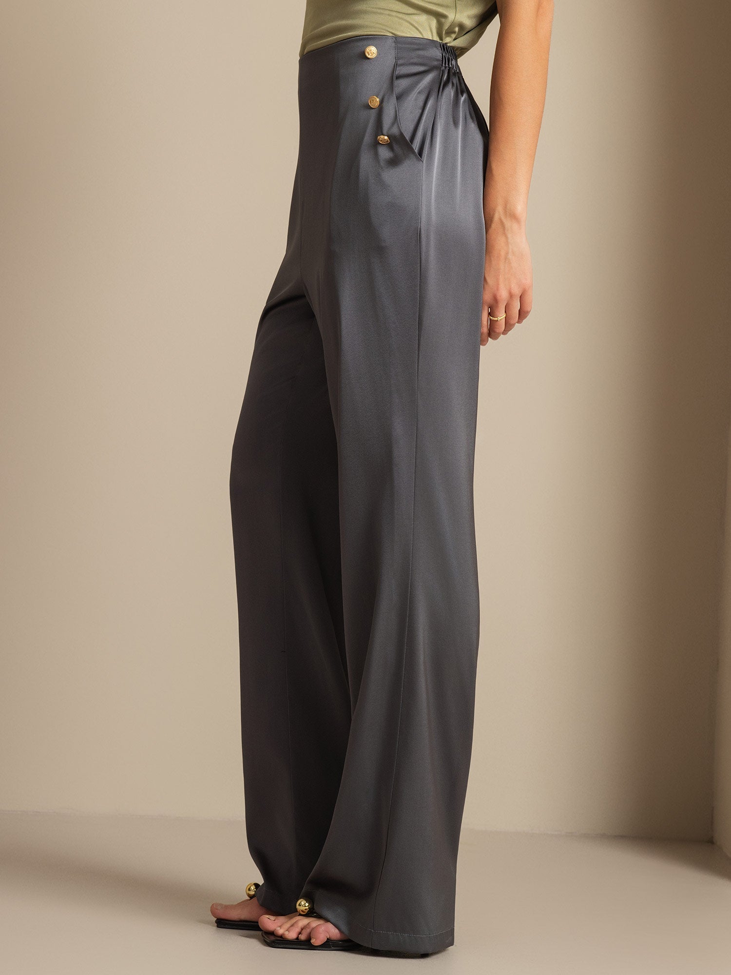 [Mørkegrå] SilkSilky-NO 19Momme Silke Womens Pants 006,