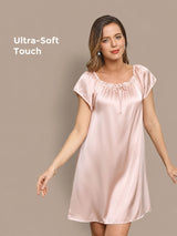 [Lyserosa] SilkSilky-NO Cap Sleeve Square Neck Nattkjole 001