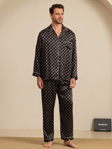 [Svart Kjede] SilkSilky-NO Long Sleeve Lapel Collar Pyjamas for menn 006