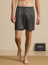 [Svart Ginkgo] SilkSilky-NO Men's Sleep Shorts 004
