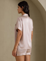 [Skyggegrå] SilkSilky-NO Short Sleeve Lapel Collar Pyjamas for Kvinner 002