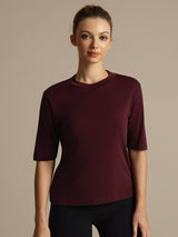 [Windsorvin] SilkSilky-NO Halv erme Tett Crew Neck T-skjorte for Kvinner 003