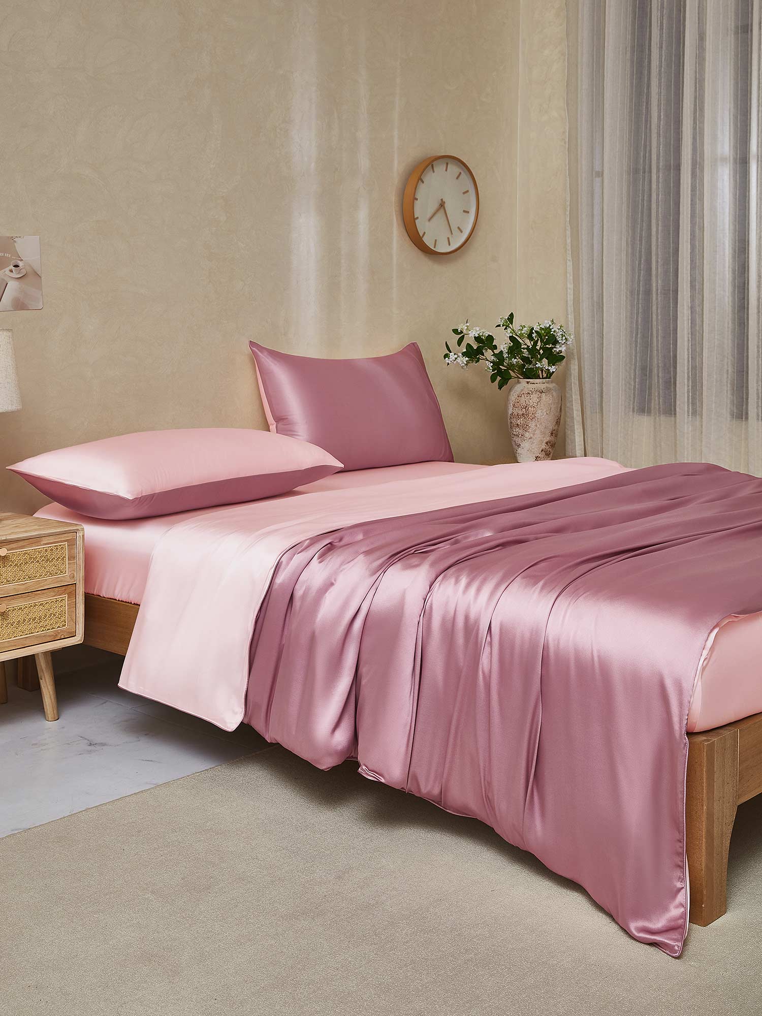 [BlekMauve+Lyserosa] SilkSilky-NO 25Momme Bedding Set 003,